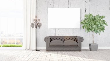 Modern iç boş çerçeve ile. 3D render