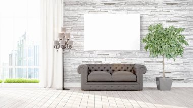 Modern iç boş çerçeve ile. 3D render