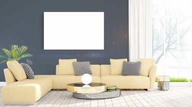 Modern iç boş çerçeve ile. 3D render