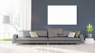 Modern iç boş çerçeve ile. 3D render