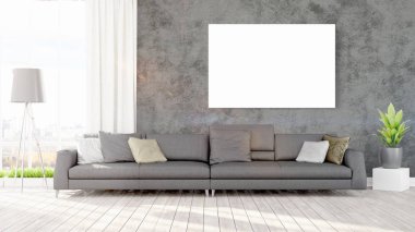 Modern iç boş çerçeve ile. 3D render