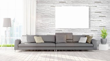 Modern iç boş çerçeve ile. 3D render