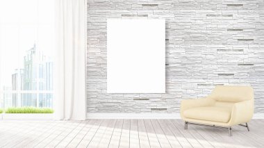 Modern iç boş çerçeve ile. 3D render