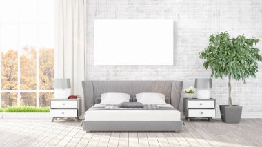 Modern iç boş çerçeve ile. 3D render