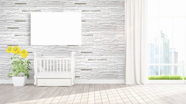 Modern iç boş çerçeve ile. 3D render