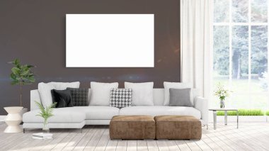 Modern iç boş çerçeve ile. 3D render