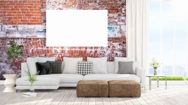 Modern iç boş çerçeve ile. 3D render