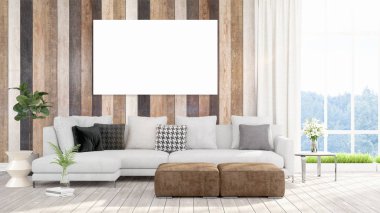 Modern iç boş çerçeve ile. 3D render