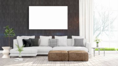 Modern iç boş çerçeve ile. 3D render