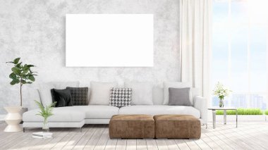 Modern iç boş çerçeve ile. 3D render