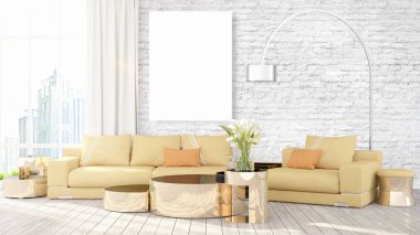 Modern iç boş çerçeve ile. 3D render