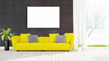 Modern iç boş çerçeve ile. 3D render