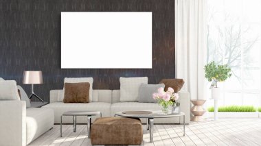 Modern iç boş çerçeve ile. 3D render