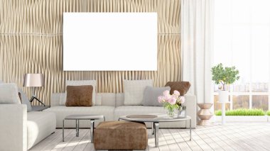 Modern iç boş çerçeve ile. 3D render