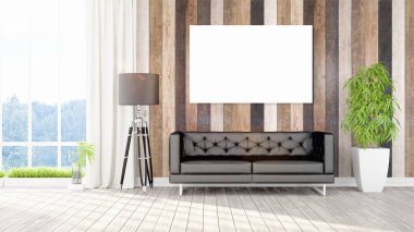 Modern iç boş çerçeve ile. 3D render