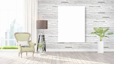 Modern iç boş çerçeve ile. 3D render