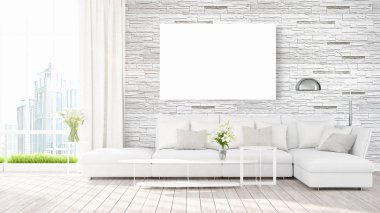 Modern iç boş çerçeve ile. 3D render