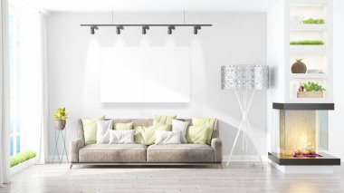 Modern iç boş çerçeve ile. 3D render