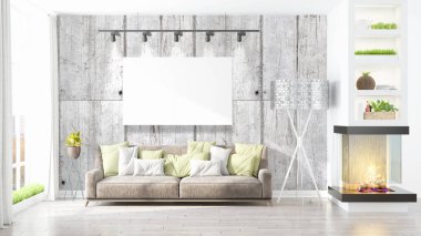 Modern iç boş çerçeve ile. 3D render