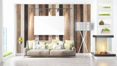 Modern iç boş çerçeve ile. 3D render