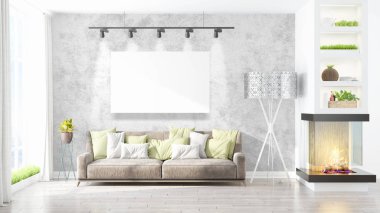 Modern iç boş çerçeve ile. 3D render