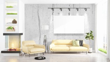 Modern iç boş çerçeve ile. 3D render