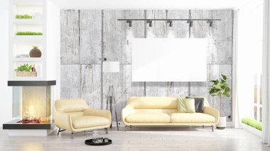 Modern iç boş çerçeve ile. 3D render