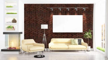 Modern iç boş çerçeve ile. 3D render