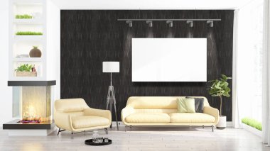 Modern iç boş çerçeve ile. 3D render