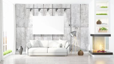 Modern iç boş çerçeve ile. 3D render