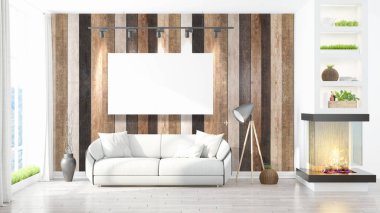 Modern iç boş çerçeve ile. 3D render