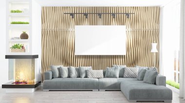 Modern iç boş çerçeve ile. 3D render