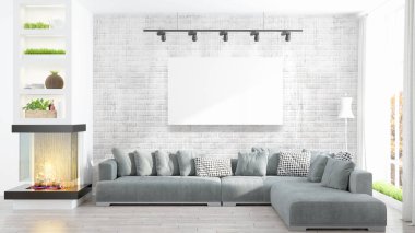 Modern iç boş çerçeve ile. 3D render