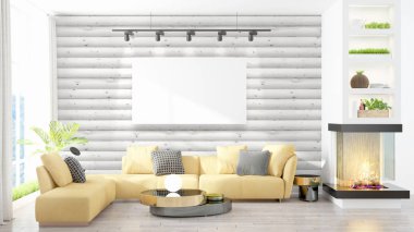 Modern iç boş çerçeve ile. 3D render