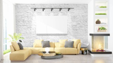 Modern iç boş çerçeve ile. 3D render