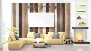 Modern iç boş çerçeve ile. 3D render
