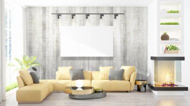 Modern iç boş çerçeve ile. 3D render