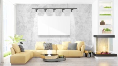 Modern iç boş çerçeve ile. 3D render
