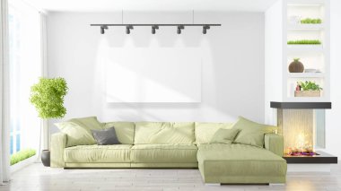 Modern iç boş çerçeve ile. 3D render