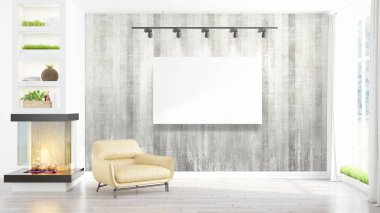 Modern iç boş çerçeve ile. 3D render