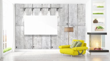Modern iç boş çerçeve ile. 3D render
