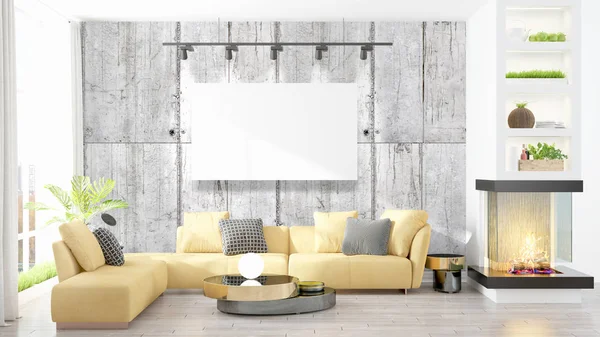 Modern iç boş çerçeve ile. 3D render