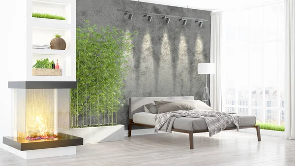 Modern ljus interiör. 3D-rendering — Stockfoto