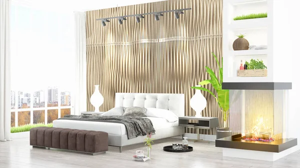 Modern bright interior . 3D rendering — Stock Photo, Image