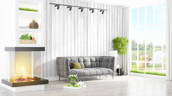 Modern bright interior . 3D rendering — Stock Photo, Image