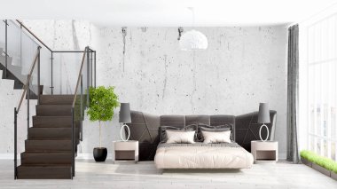 Modern parlak iç. 3D render
