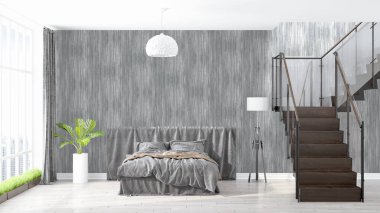 Modern parlak iç. 3D render