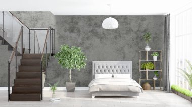 Modern parlak iç. 3D render