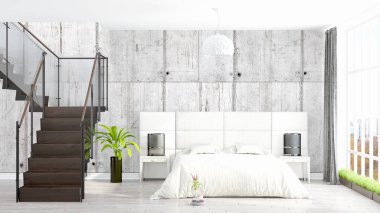 Modern parlak iç. 3D render