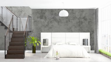 Modern parlak iç. 3D render